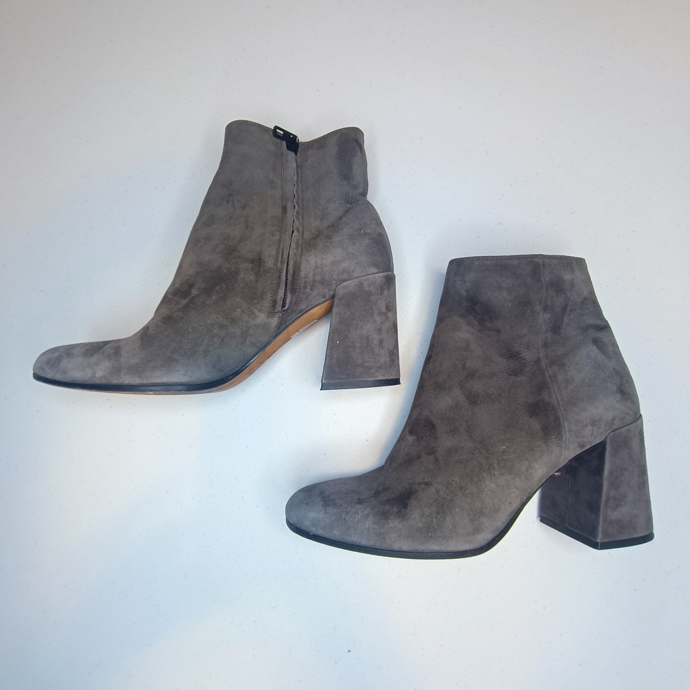 Vince Grey Cool Brown Block Hill Suede Ankle Boots Size 9 M - Picture 8 of 9